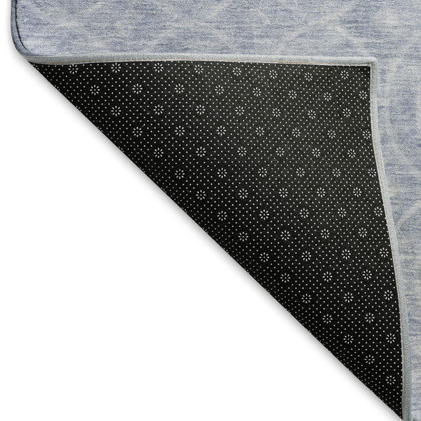 10' X 14' Sky Blue And Ivory Geometric Washable Area Rug With UV Protection