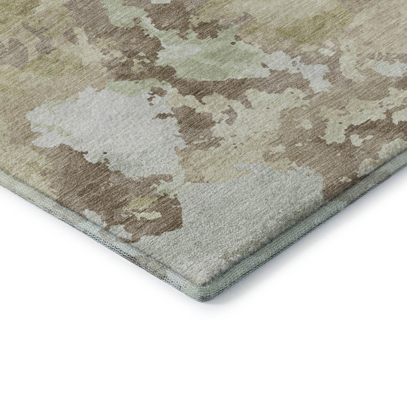 10' X 14' Taupe Ivory And Beige Abstract Washable Area Rug With UV Protection