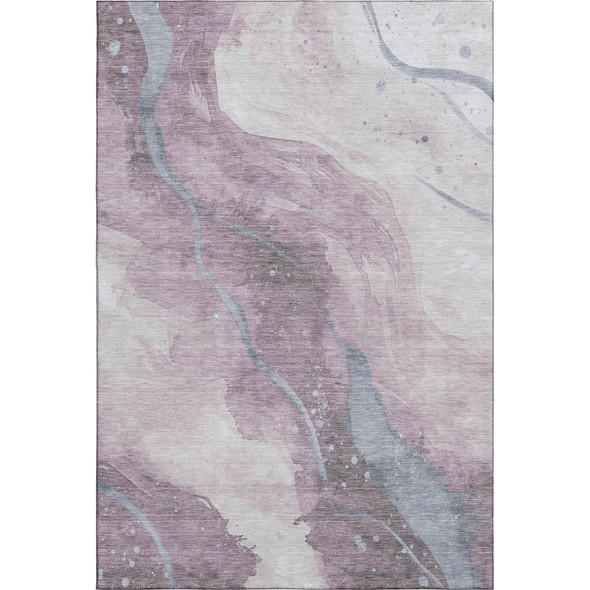9' X 12' Lavender Blue And Ivory Abstract Washable Area Rug With UV Protection