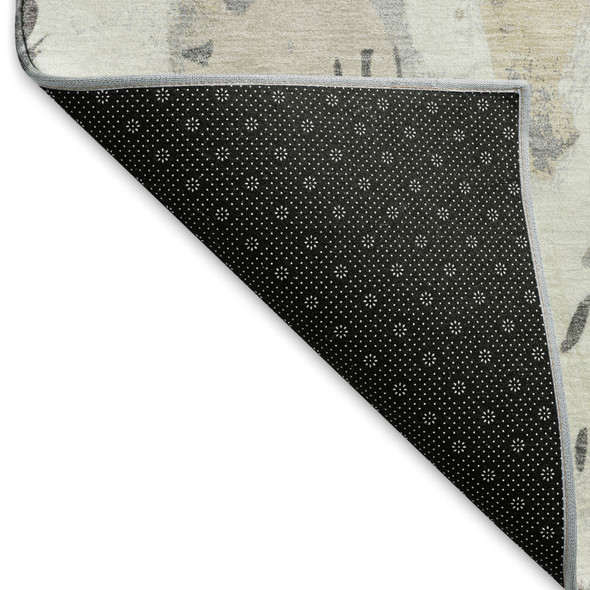 10' X 14' Linen Ivory And Gray Geometric Washable Area Rug With UV Protection