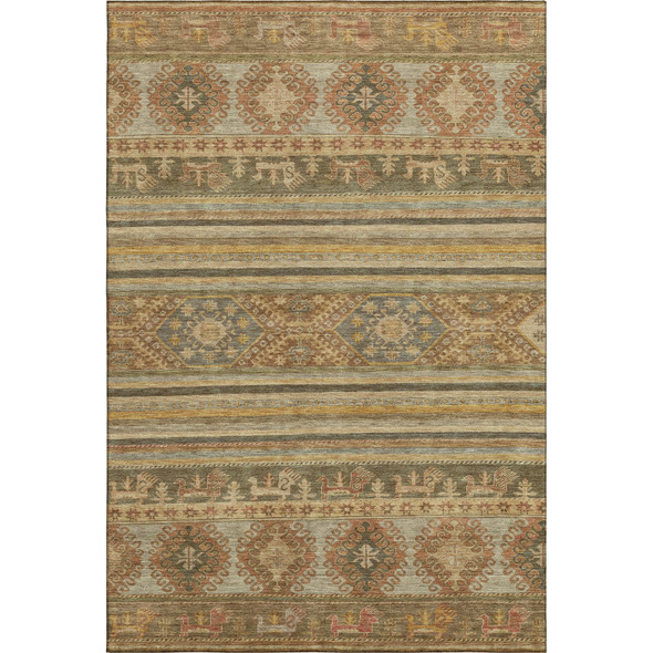 9' X 12' Beige Gold And Gray Medallion Washable Area Rug With UV Protection