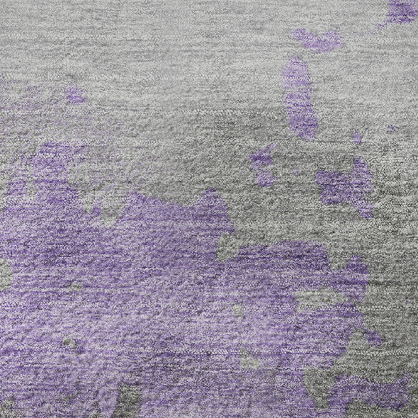 8' X 10' Lavender And Gray Abstract Washable Area Rug With UV Protection