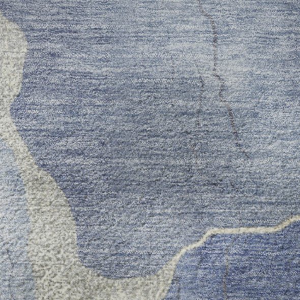 8' Denim Blue And Gray Abstract Washable Round Rug With UV Protection
