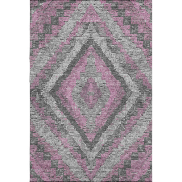 3' X 5' Blush Charcoal And Gray Diamond Washable Area Rug With UV Protection