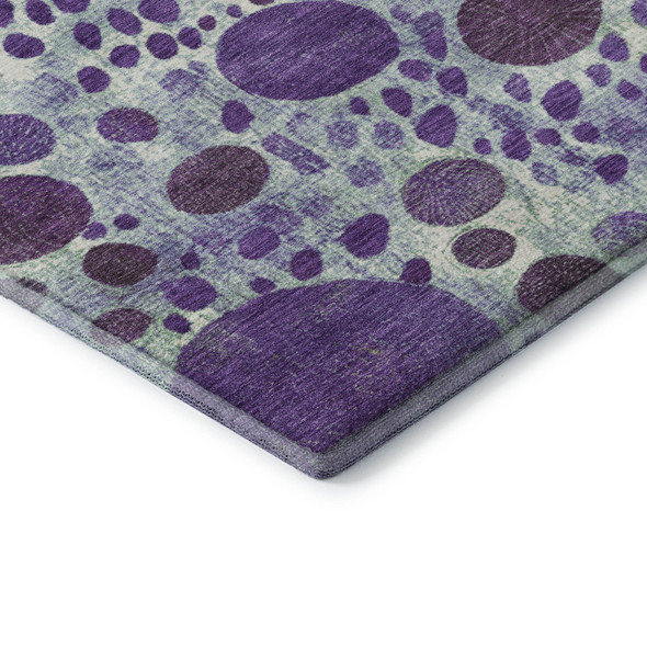 10' X 14' Purple Green And Ivory Geometric Washable Area Rug With UV Protection