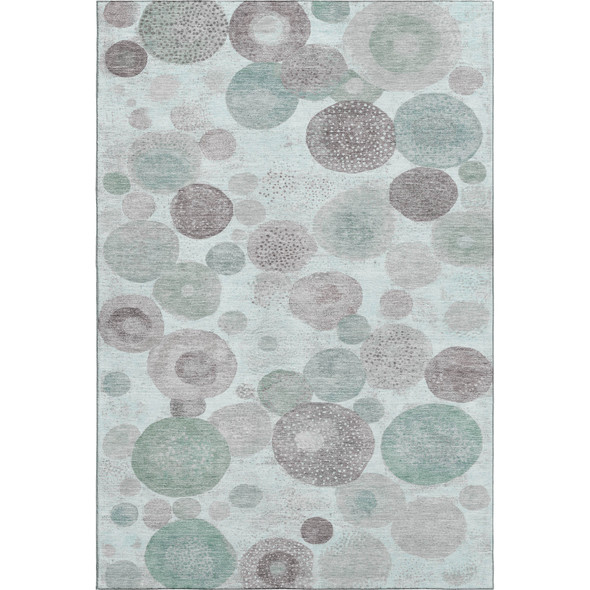 3' X 5' Mint Green Gray And Silver Geometric Washable Area Rug With UV Protection