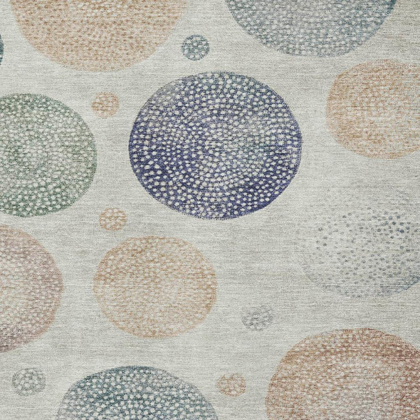 5' X 8' Beige And Blue Geometric Washable Area Rug With UV Protection