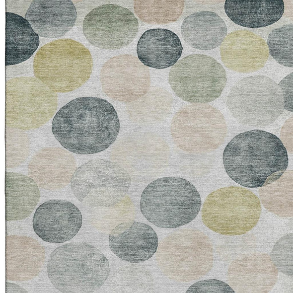 3' X 5' Gray Gold And Silver Geometric Washable Area Rug With UV Protection