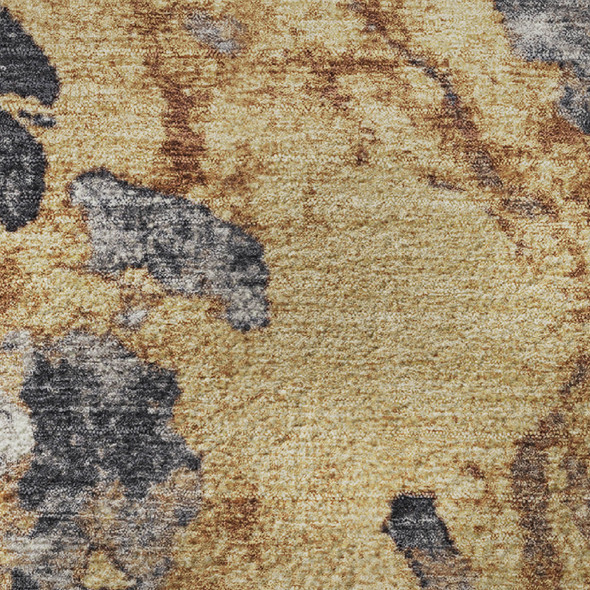 8' X 10' Gold Gray And Ivory Abstract Washable Area Rug With UV Protection