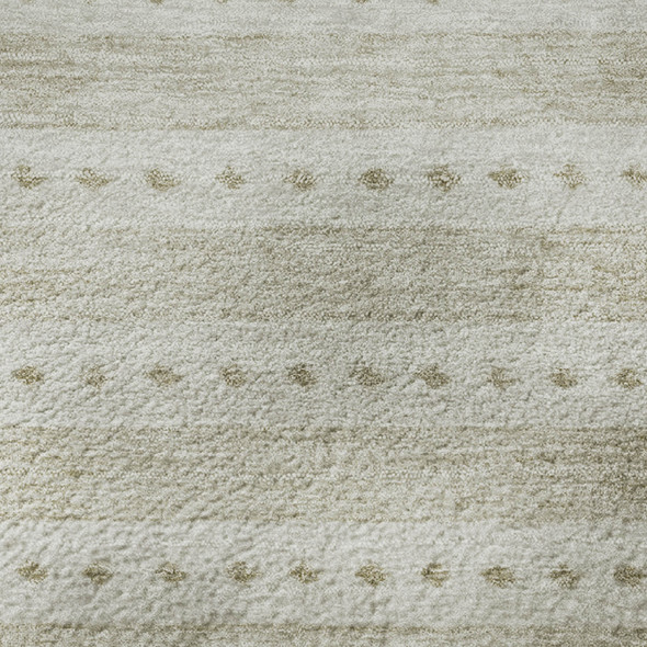 5' X 8' Khaki And Beige Geometric Washable Area Rug With UV Protection