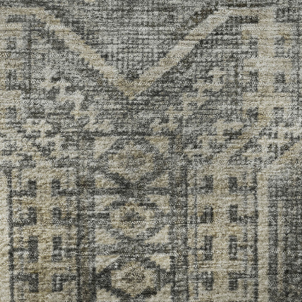 3' X 5' Pewter And Gray Geometric Washable Area Rug With UV Protection