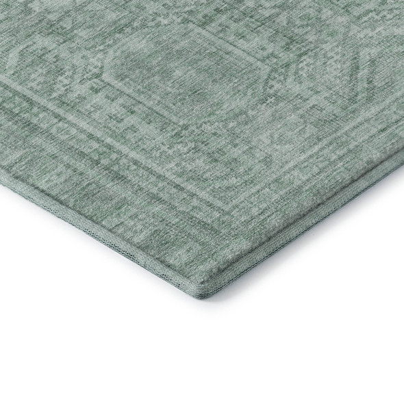 3' X 5' Teal And Aqua Geometric Washable Area Rug With UV Protection