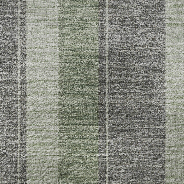 10' X 14' Green And Gray Striped Washable Area Rug With UV Protection