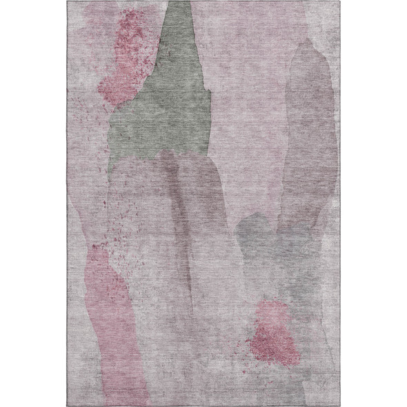 9' X 12' Blush And Gray Abstract Washable Area Rug With UV Protection