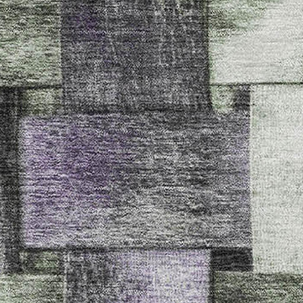 9' X 12' Sage And Lavender Striped Washable Area Rug With UV Protection