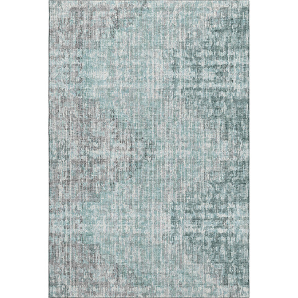 10' X 14' Teal And Gray Geometric Washable Area Rug With UV Protection