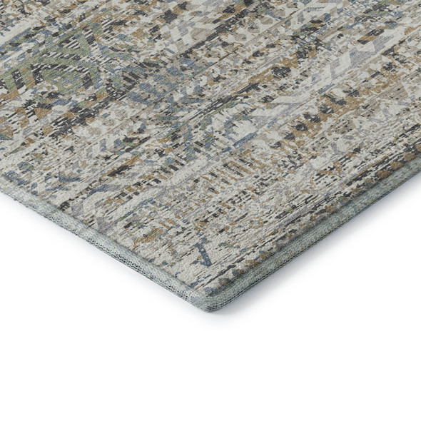 5' X 8' Ivory Beige And Charcoal Moroccan Washable Area Rug With UV Protection