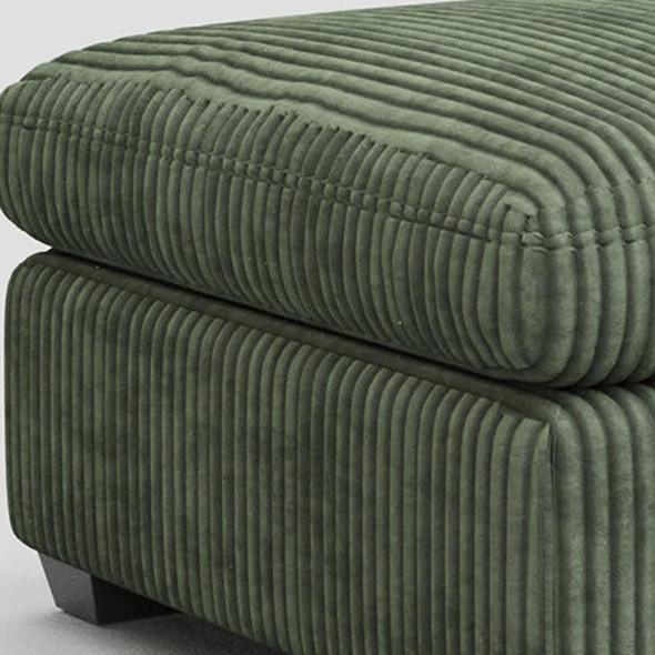 32" Green and Black Corduroy Ottoman