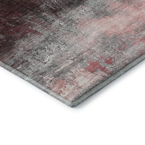 8' Merlot And Ivory Abstract Washable Round Rug With UV Protection