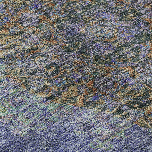 3' X 5' Purple And Teal Medallion Washable Area Rug With UV Protection