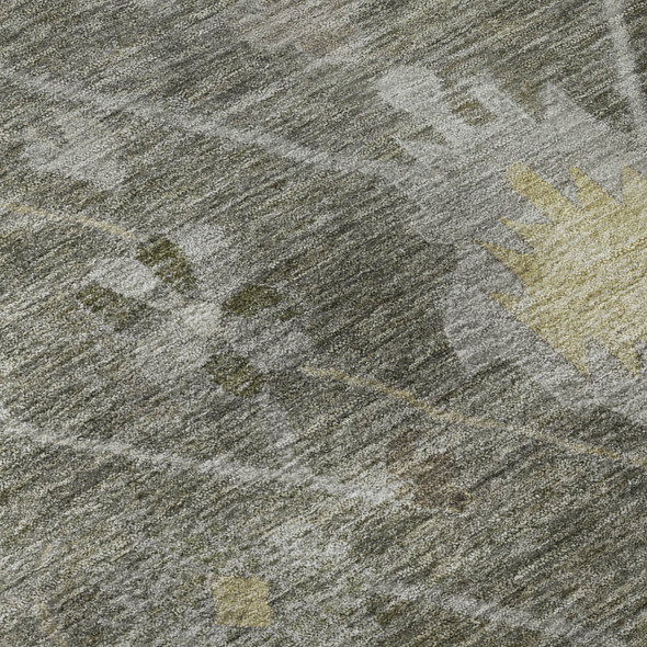 3' X 5' Pewter And Gray Oriental Washable Area Rug With UV Protection