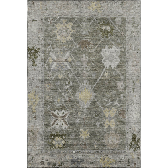 10' X 14' Pewter And Gray Oriental Washable Area Rug With UV Protection