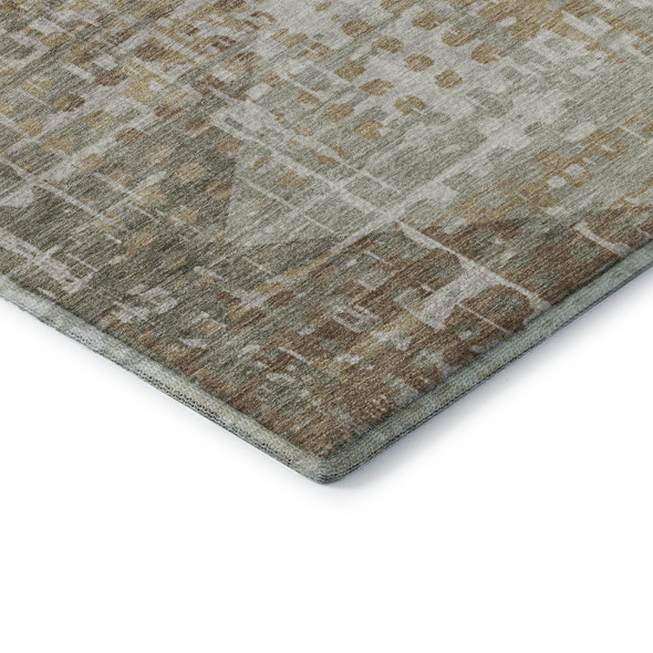 3' X 5' Sage And Beige Geometric Washable Area Rug With UV Protection