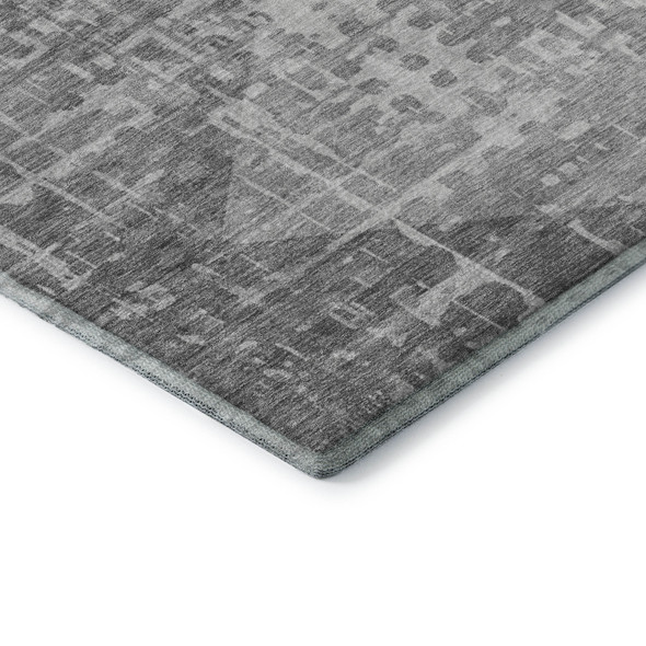 9' X 12' Gray And Silver Geometric Washable Area Rug With UV Protection