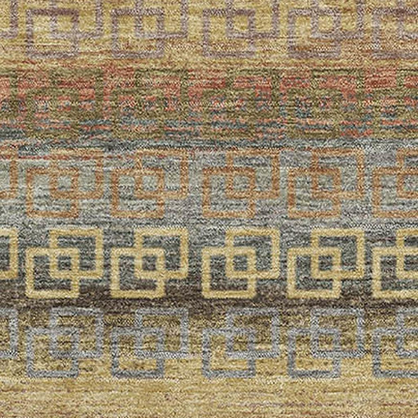 3' X 5' Brown And Gold Striped Washable Area Rug With UV Protection