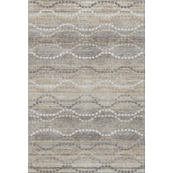 8' X 10' Beige And Ivory Abstract Geometric Washable Area Rug With UV Protection