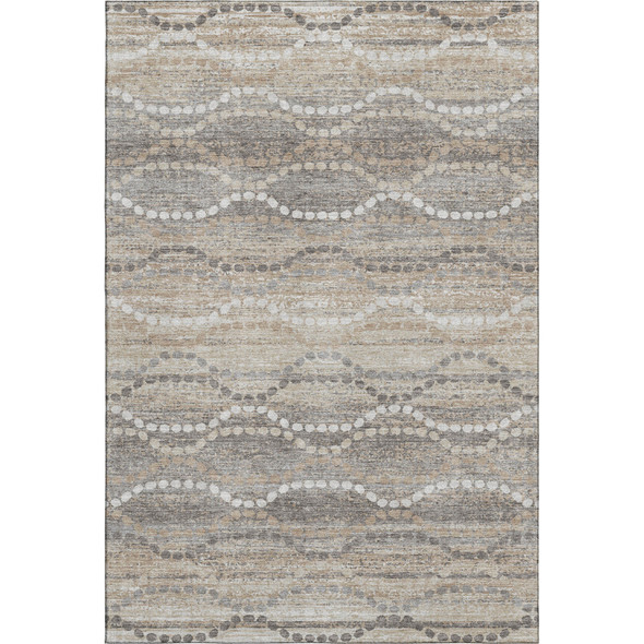 10' X 14' Beige And Ivory Abstract Geometric Washable Area Rug With UV Protection