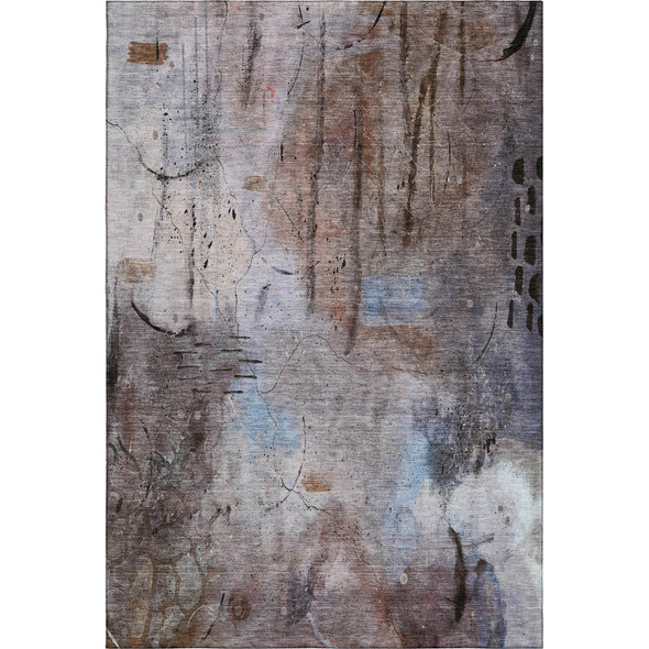 8' X 10' Taupe And Gray Abstract Washable Area Rug With UV Protection
