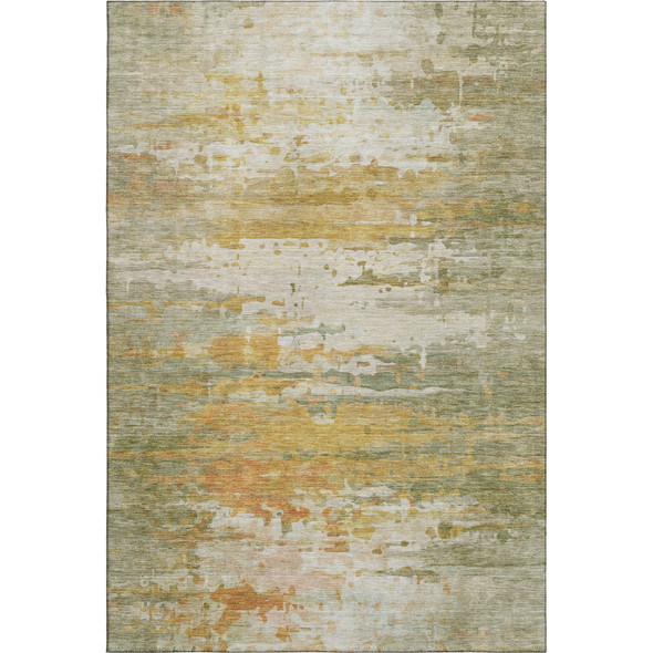 3' X 5' Sage And Ivory Abstract Washable Area Rug With UV Protection