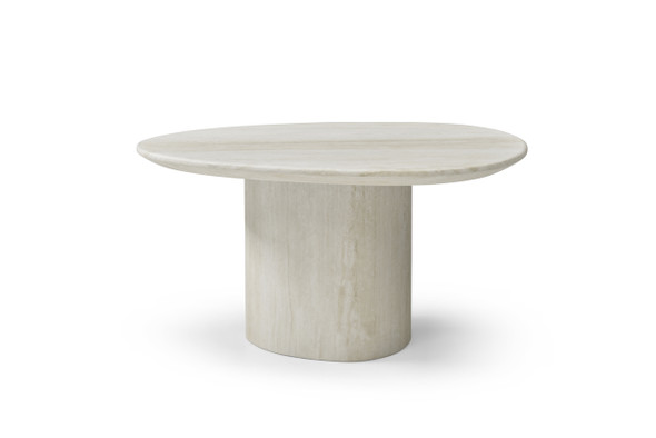 17" Beige Marble Oval Pedestal End Table