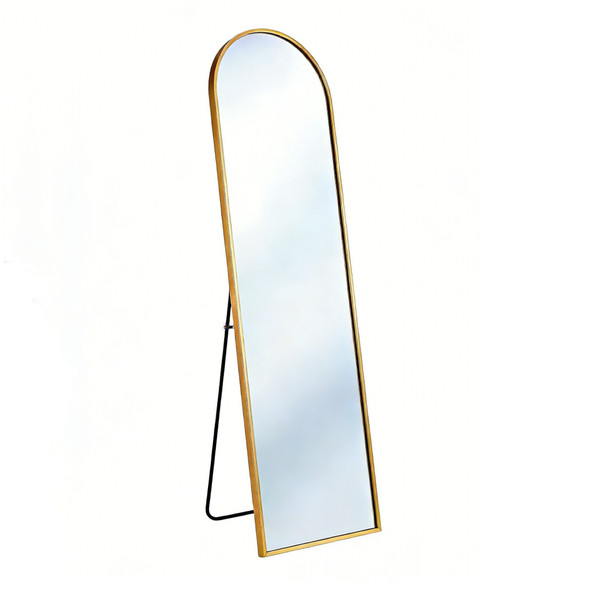 66" Gold Aluminum Arch Wall Mounted And Freestanding Framed Full Length Mirror