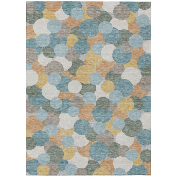 8' X 10' Teal Blue And Aqua Geometric Washable Indoor Outdoor Area Rug