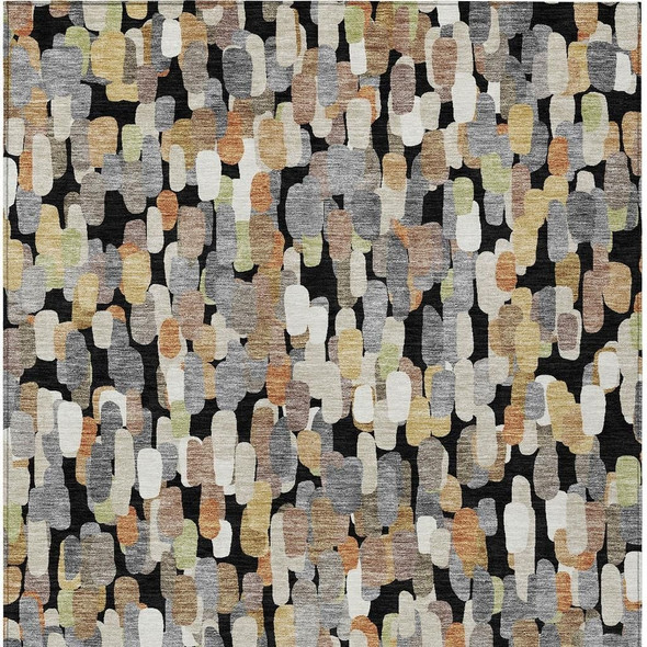 10' X 14' Black And Beige Abstract Washable Indoor Outdoor Area Rug