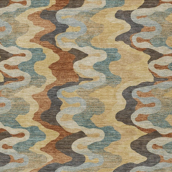 10' X 14' Gold And Wheat Abstract Washable Indoor Outdoor Area Rug
