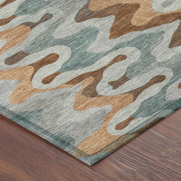 3' X 5' Silver And Copper Abstract Washable Indoor Outdoor Area Rug
