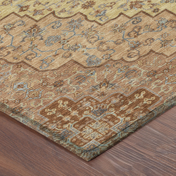 3' X 5' Copper And Gold Medallion Washable Indoor Outdoor Area Rug