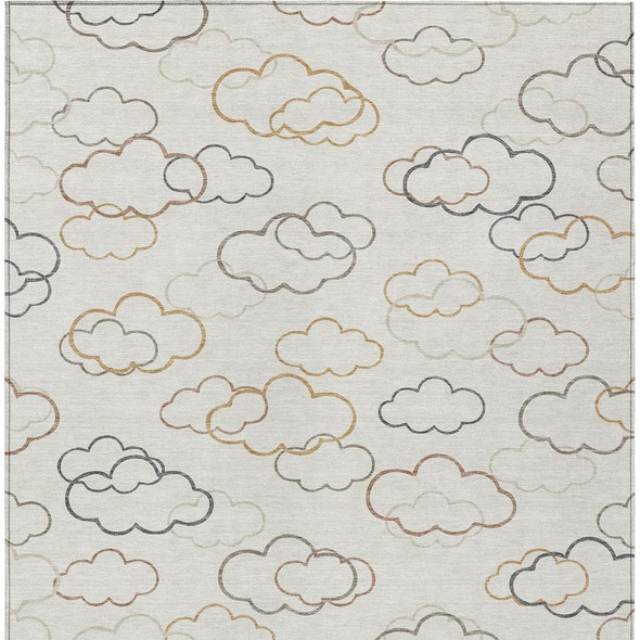 3' X 5' Linen And Wheat Abstract Washable Indoor Outdoor Area Rug
