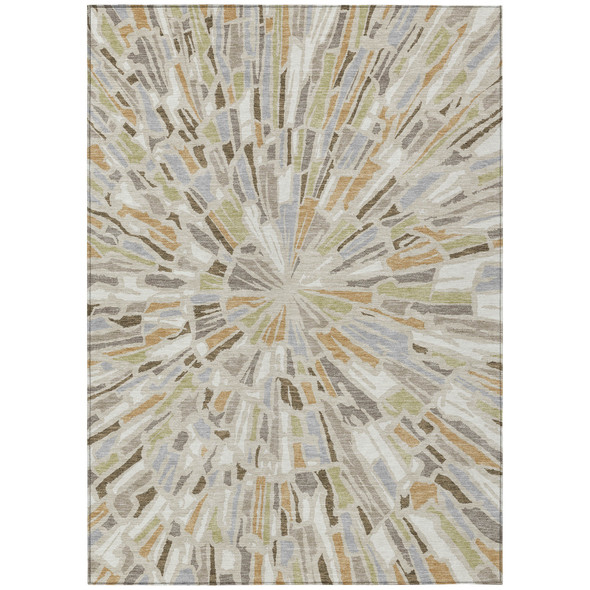 8' X 10' Beige And Taupe Abstract Washable Indoor Outdoor Area Rug