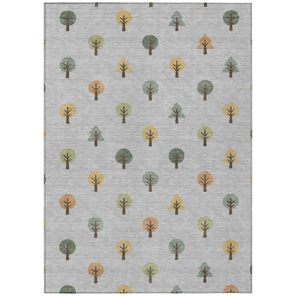 10' X 14' Silver And Green Geometric Washable Indoor Outdoor Area Rug