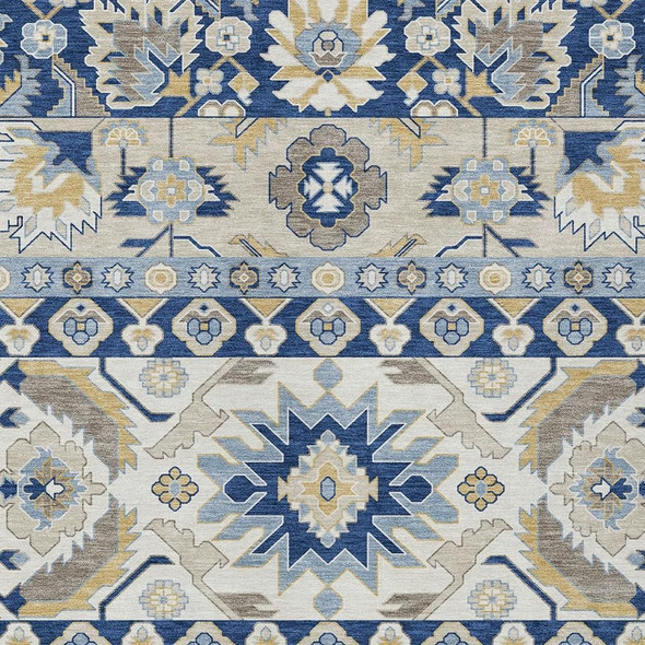 5' X 8' Navy Blue And Ivory Cactus Washable Indoor Outdoor Area Rug