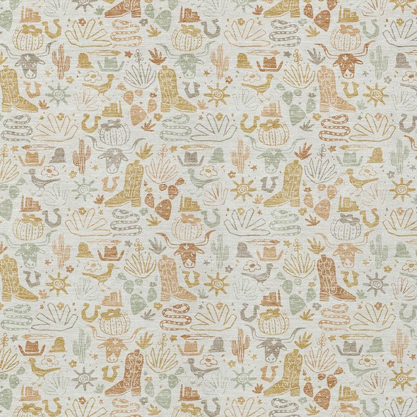 3' X 5' Ivory And Cream Stars Washable Indoor Outdoor Area Rug