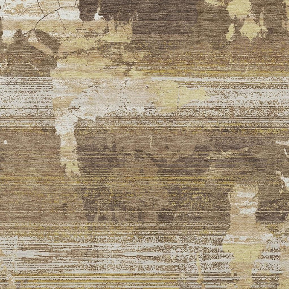 9' X 12' Brown And Khaki Abstract Washable Indoor Outdoor Area Rug