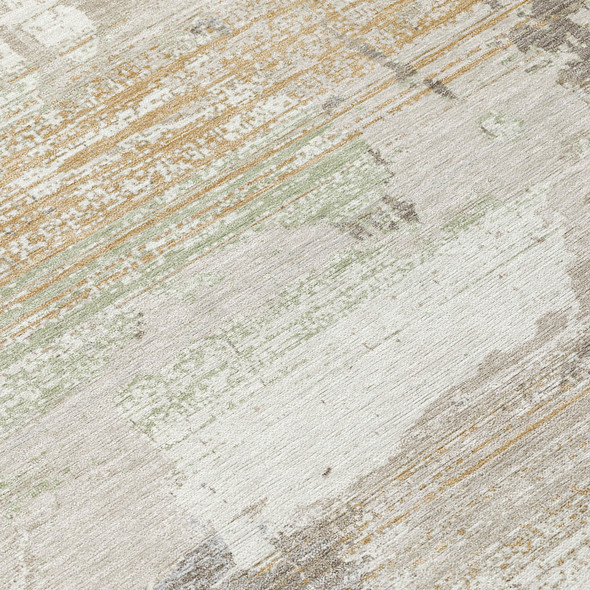 5' X 8' Ivory And Linen Abstract Washable Indoor Outdoor Area Rug