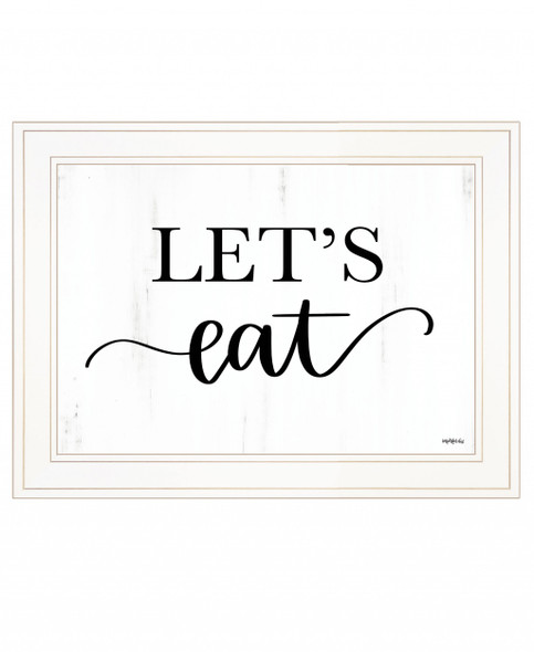 Lets Eat 2 White Framed Print Kitchen Wall Art