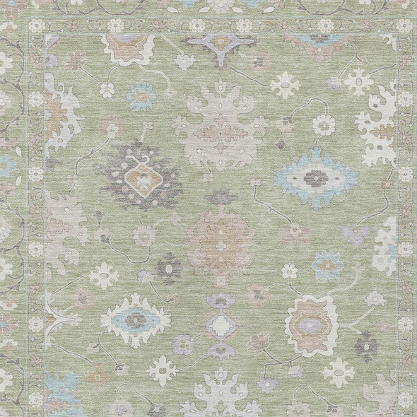 3' X 5' Green And Teal Blue Oriental Washable Indoor Outdoor Area Rug