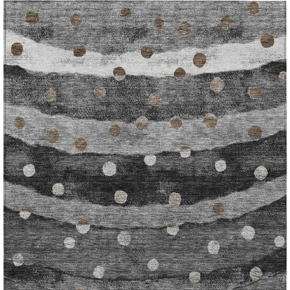 3' X 5' Black And Navy Blue Striped Washable Indoor Outdoor Area Rug
